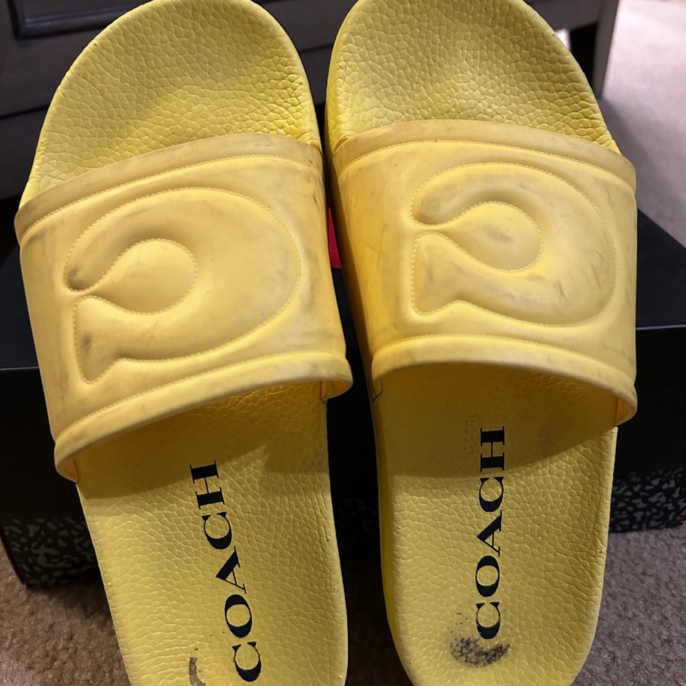 Coach Vibrant Yellow Slide Sandals